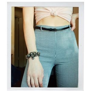 Gingham patterned pants! slim fit and high waisted